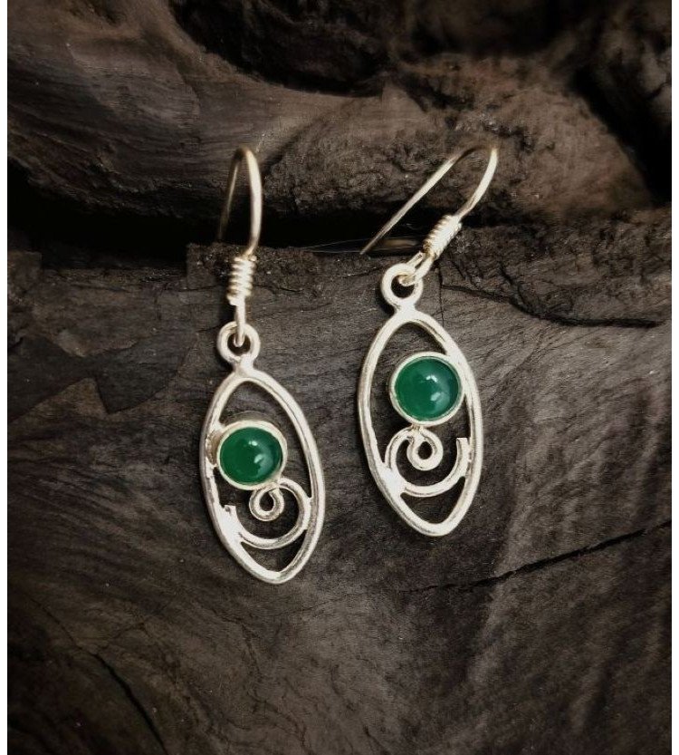 Green Onyx Delicate Cabochon Earrings