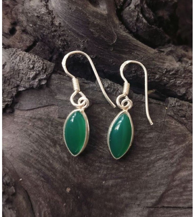 Green Onyx Petal Drop Earrings