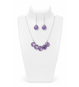 Amethyst Five Stone Handmade Necklace Set
