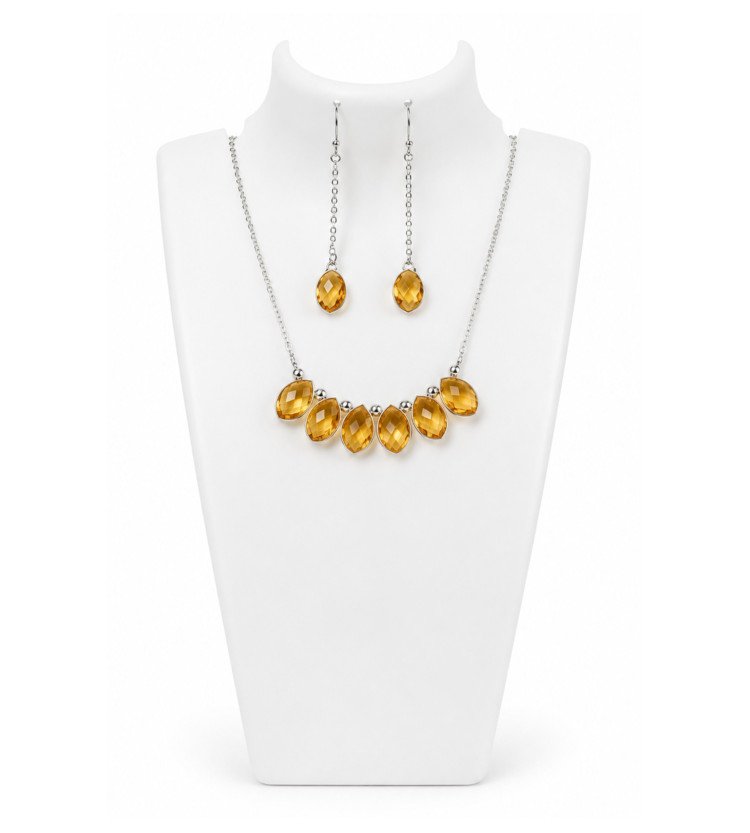 Citrine Six Stone Handmade Necklace Set