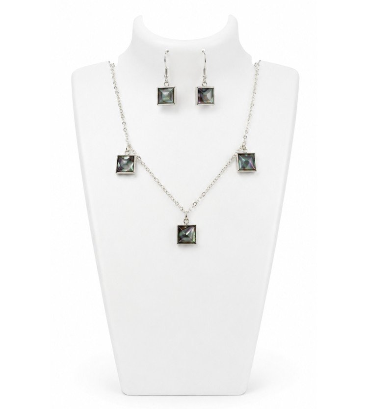 Mystic Topaz 3 Stone Handmade Necklace Set