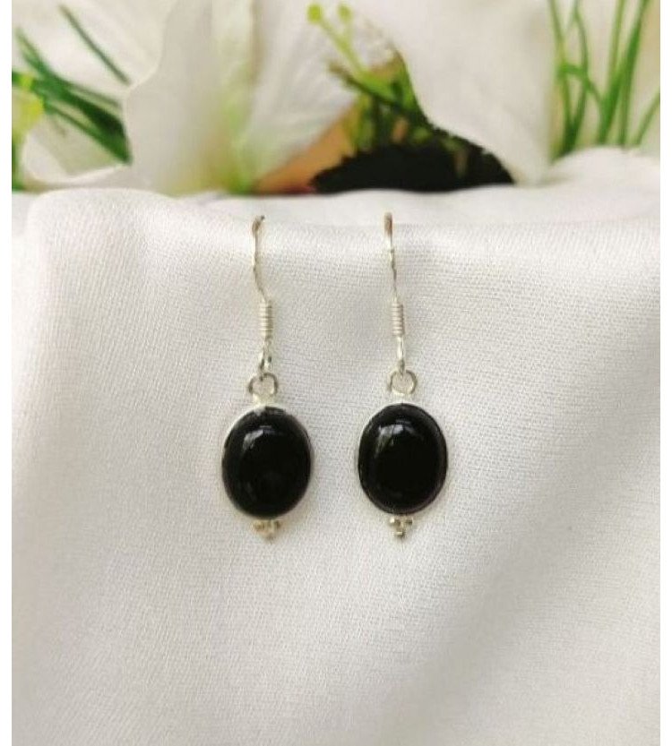 Black Onyx Oval Drop Earrings