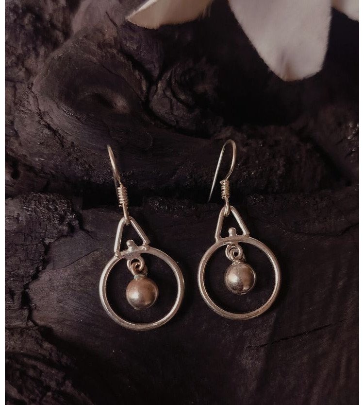 Plain Silver Ghungroo Hanging Earrings
