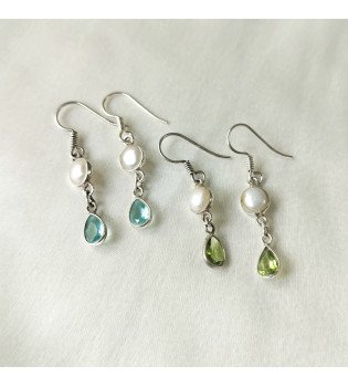 Blue topaz pearl & peridot pearl 