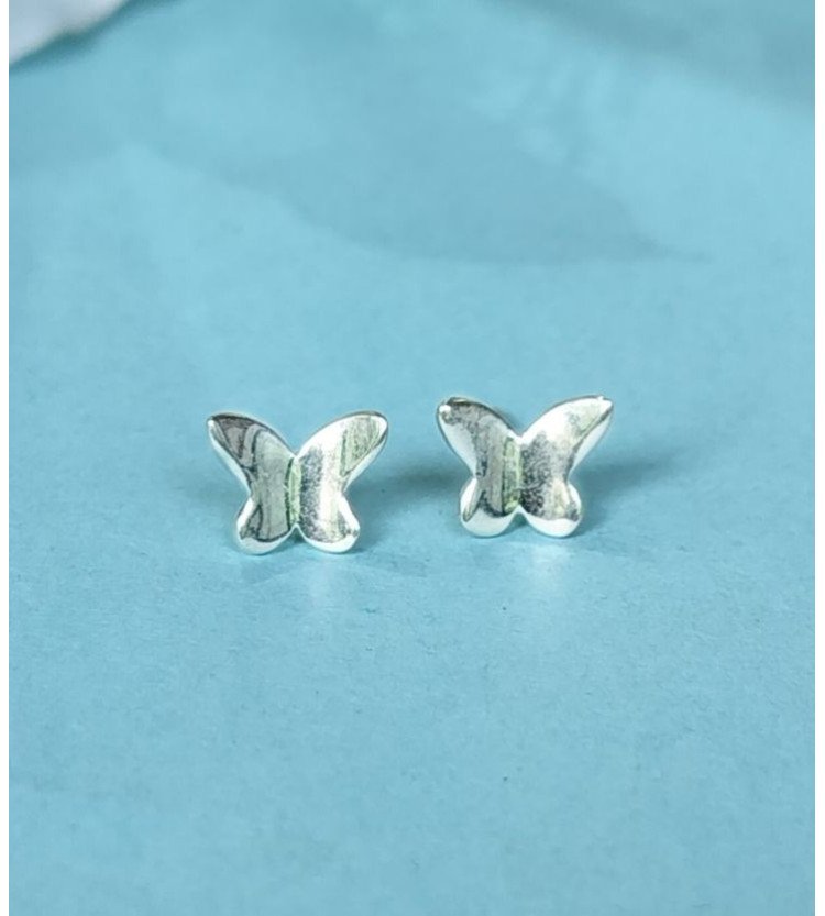 Plain Silver Butterfly Stud