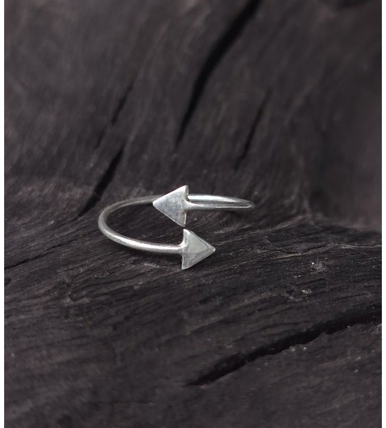 Adjustable Plain  Silver Arrow Ring