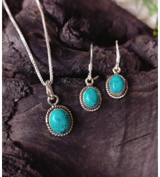 Oval Turquoise Pendant Set
