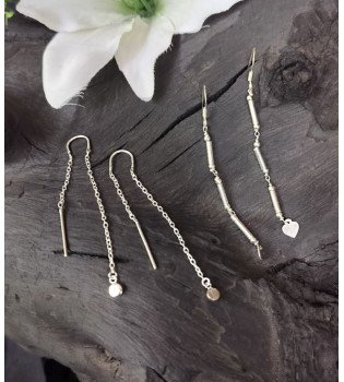 Plain Silver Sui dhaga Earrings & Hearts n Sticks Earrings