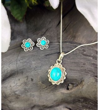 Turquoise Floral pendant set