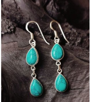Turquoise Big Double Drop Earrings