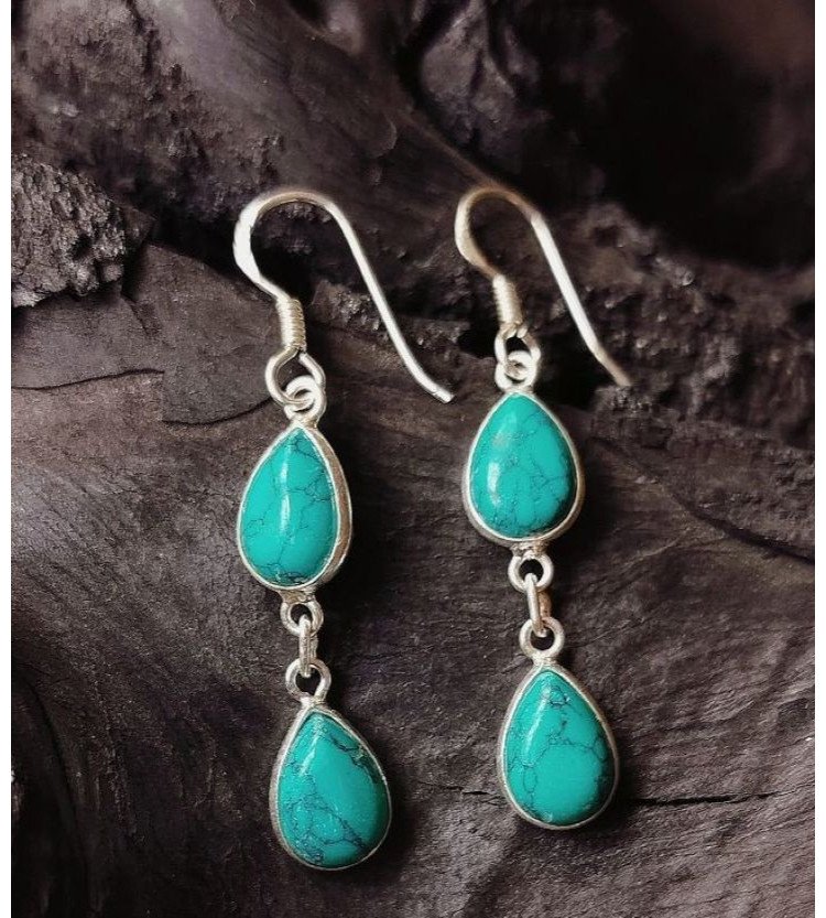 Turquoise Big Double Drop Earrings