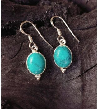 Turquoise Oval Drop Earrings