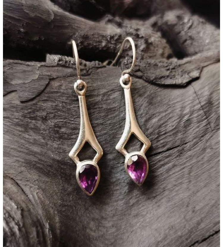 Amethyst Sleek Drop Earrings