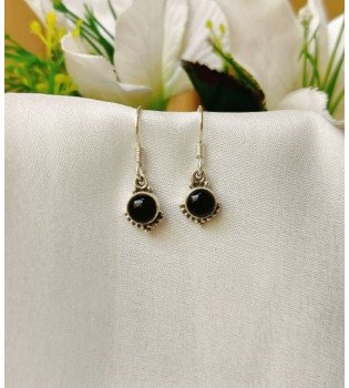 Black Onyx Small Round Beaded Earrings