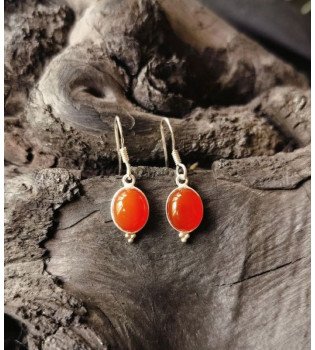 Carnelian Oval Drop Earrings