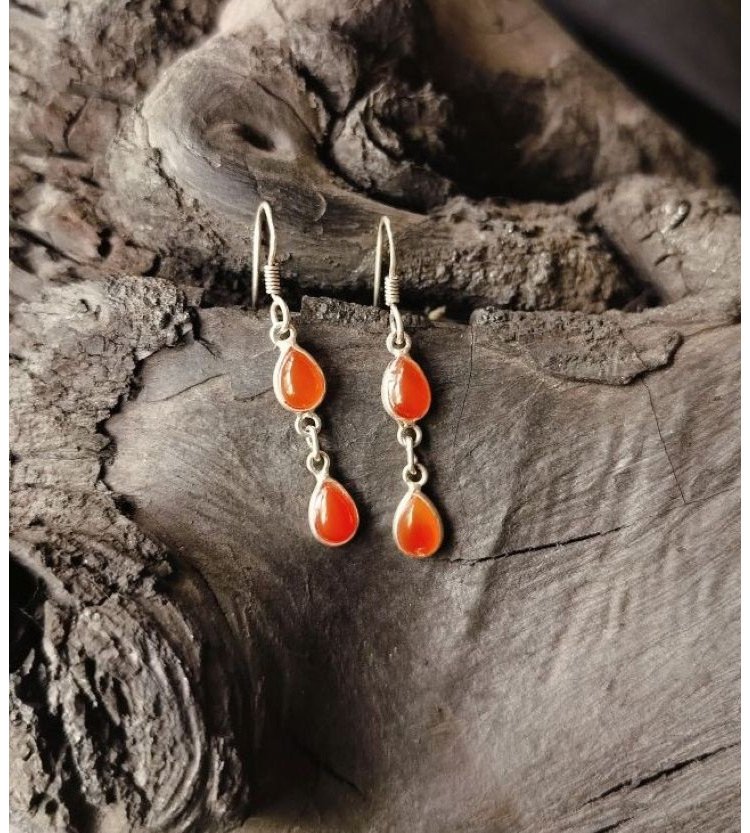 Carnelian Small Double Drop Earrings