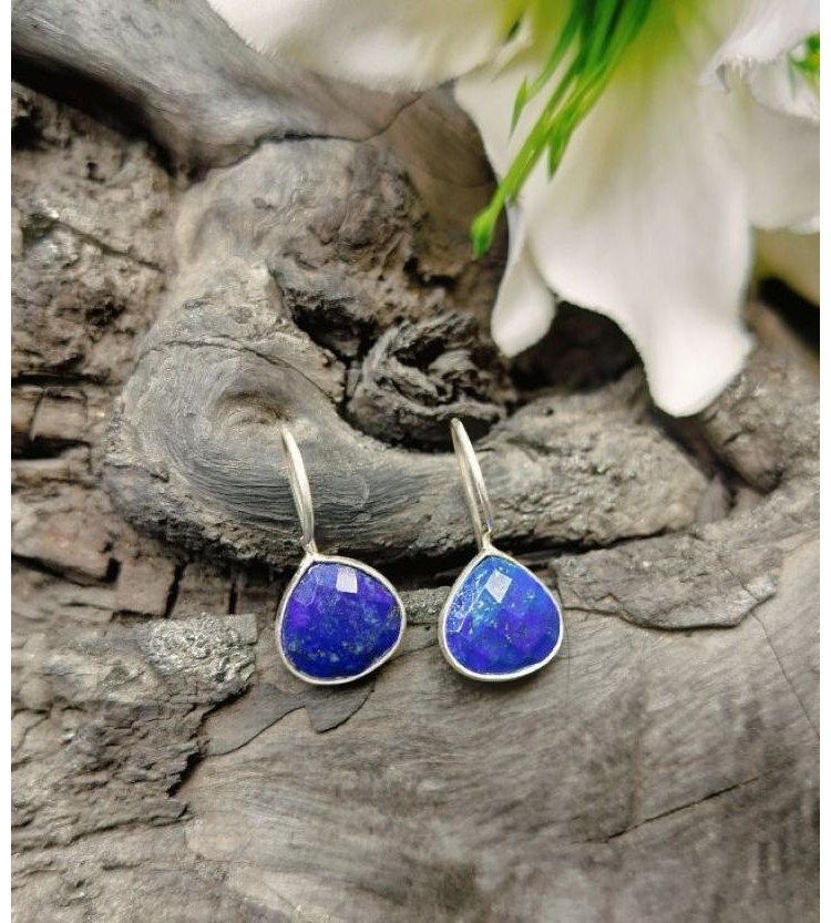 Lapis Lazuli Stiff Trillion Drop Earrings