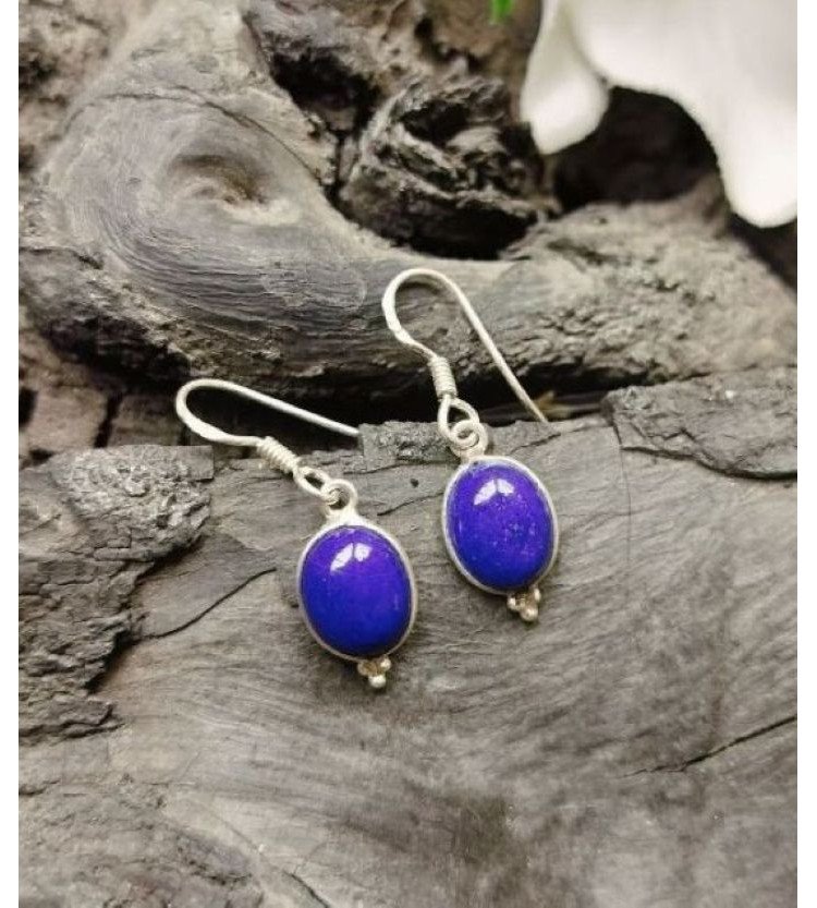 Lapis Lazuli Oval Drop Earrings