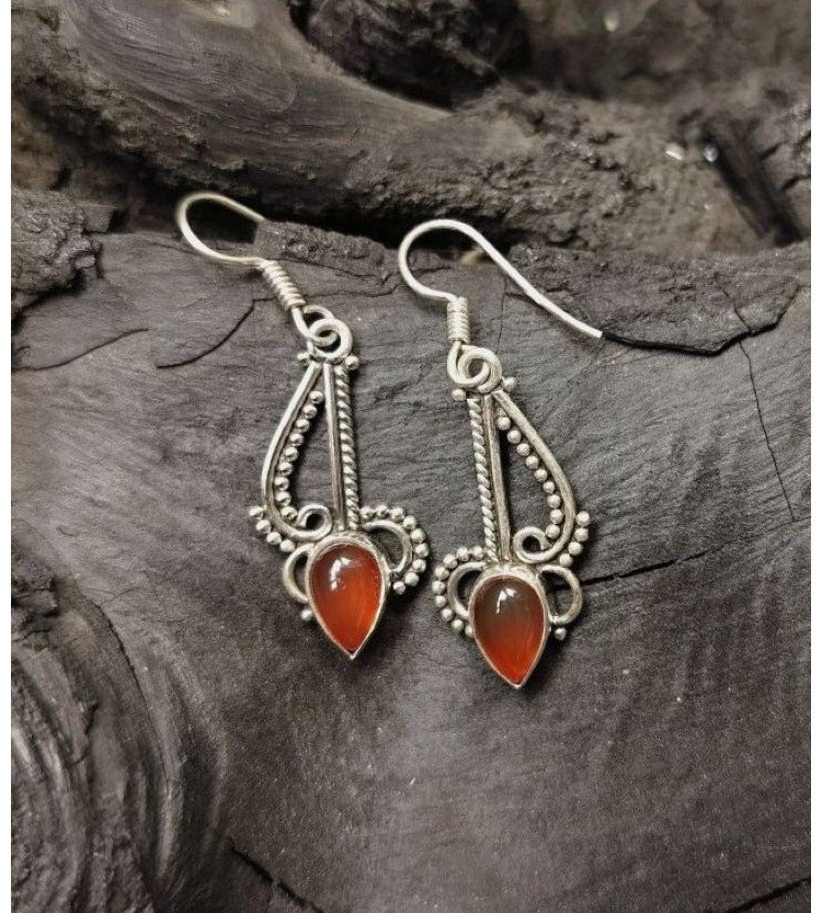 Carnelian Asymmetric Drop Earrings