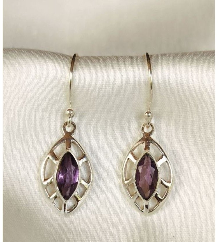 Amethyst Marquise Halo Earrings