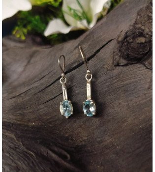 Modern Blue Topaz Hanging Earrings