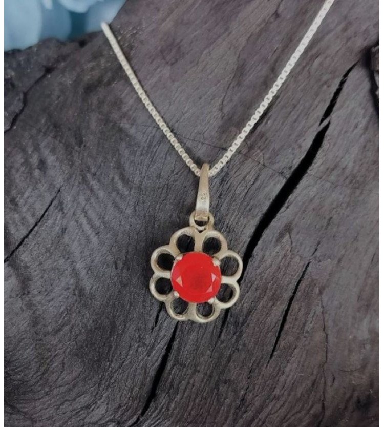 Carnelian Daisy Pendant