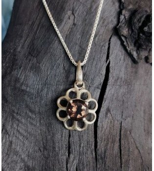 Smokey Topaz Daisy Pendant