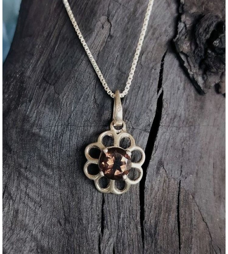 Smokey Topaz Daisy Pendant