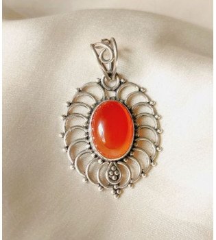 Carnelian Oval Filigree pendant
