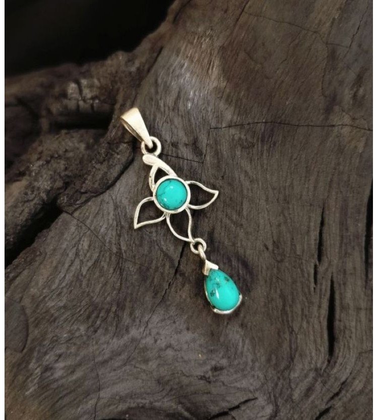 Turquoise Floral drop pendant