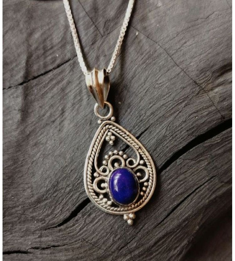 Lapis Lazuli Drop filigree pendant