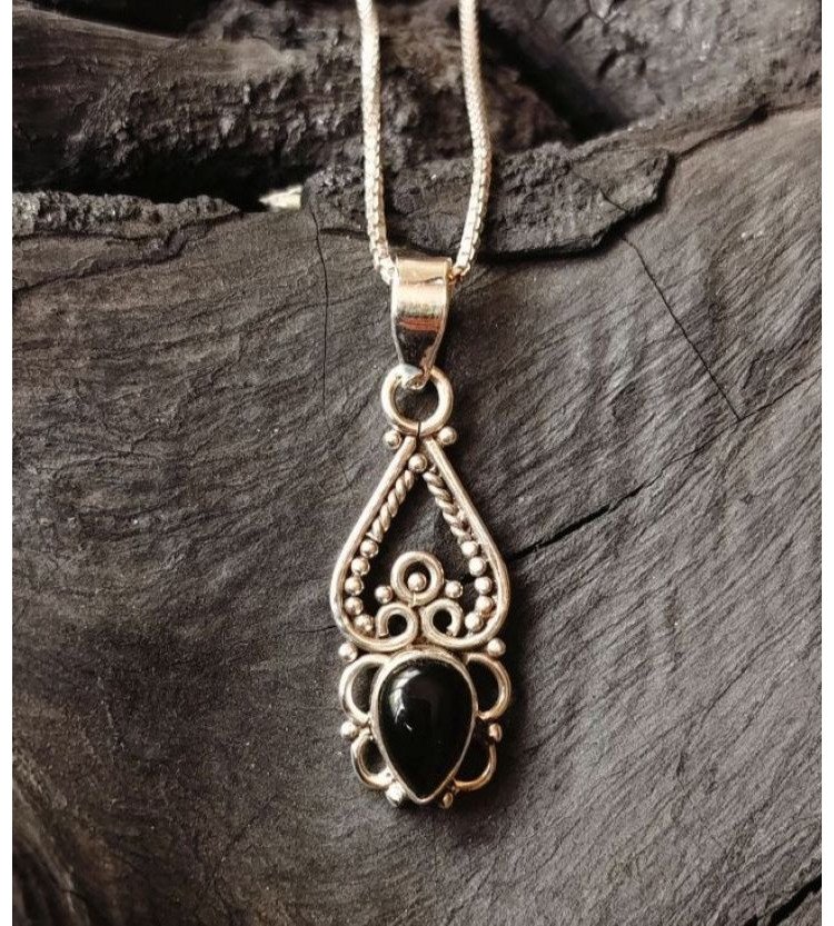 Black Onyx Beaded Pendant 