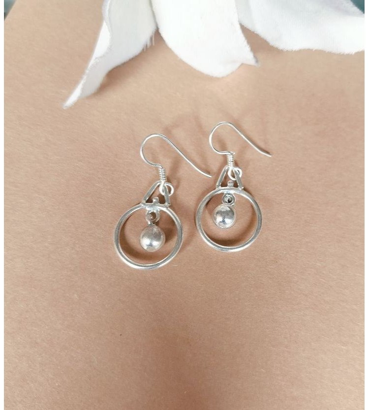 Plain Silver Ghungroo Hanging Earrings