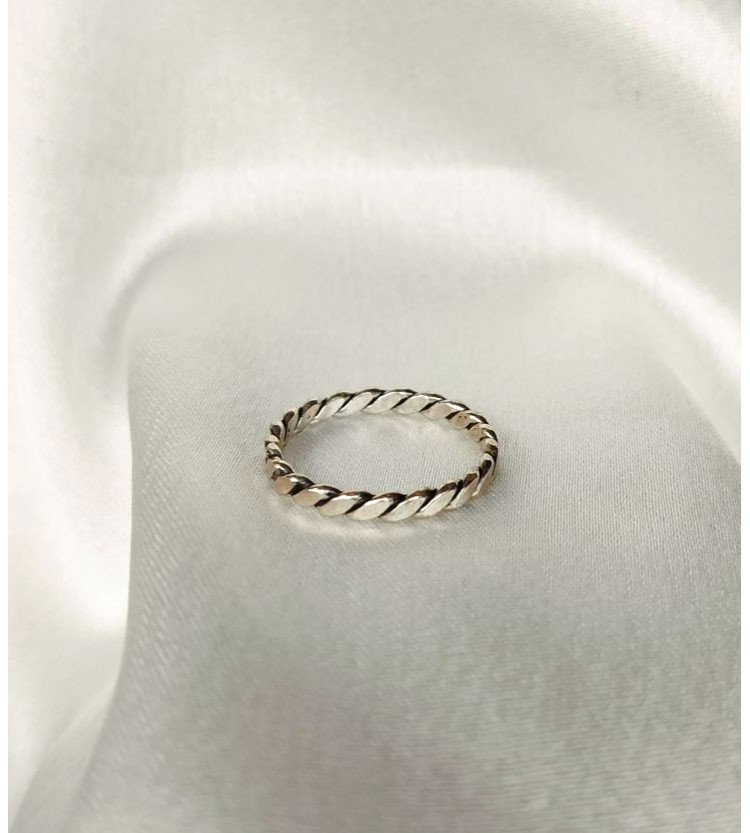 Plain Silver Braided Ring