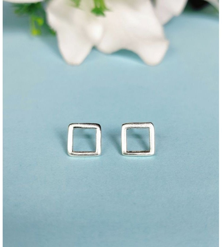 Plain Silver Square Studs