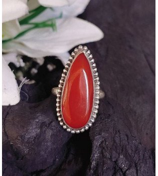Carnelian Elongated Pear Ring