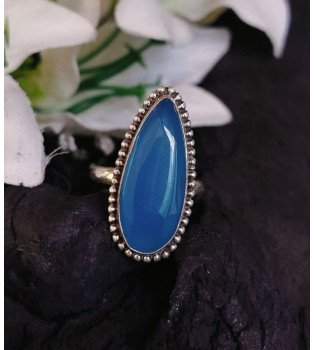 Chalcedony Elongated Pear Ring