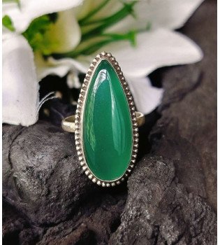 Green Onyx Elongated Pear Ring