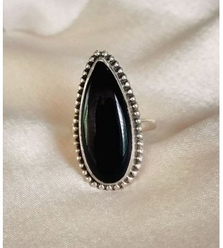 Black Onyx Elongated Pear Ring