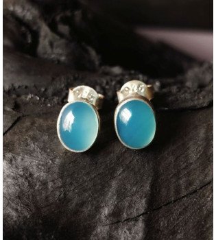 Chalcedony Oval Studs