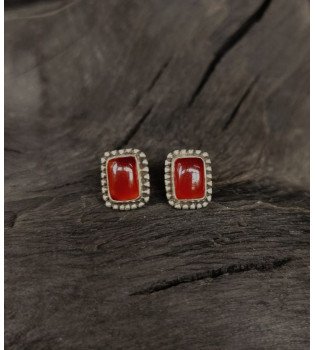 Carnelian Small Rectangle Studs