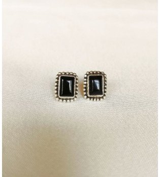Black Onyx Small Rectangle Studs