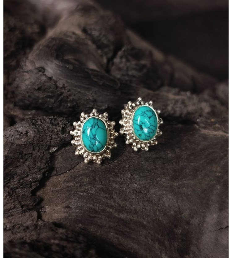 Turquoise Oval beaded Studs