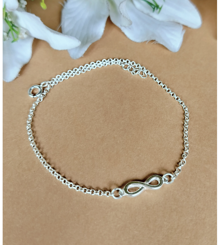 Plain Silver Infinity Anklets